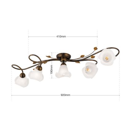 Přisazený lustr SISI 5xE14/40W/230V bronz/patina
