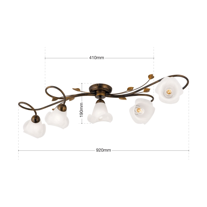 Přisazený lustr SISI 5xE14/40W/230V bronz/patina
