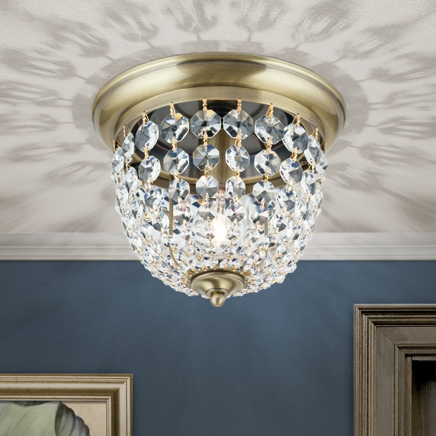 Křišťálové stropní svítidlo PLAFOND 1xE27/40W/230V pr. 26 cm bronz