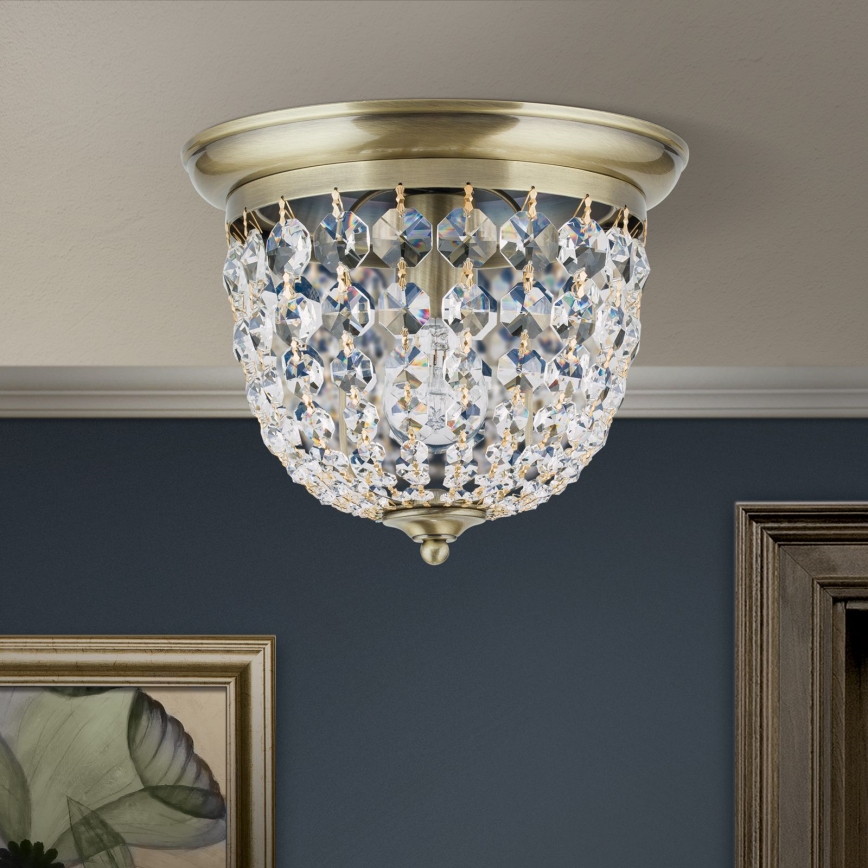 Křišťálové stropní svítidlo PLAFOND 1xE27/40W/230V pr. 26 cm bronz