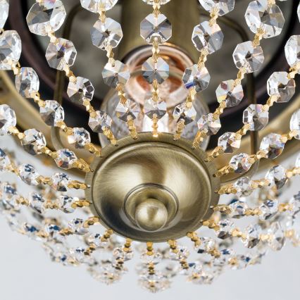 Křišťálové stropní svítidlo PLAFOND 1xE27/40W/230V pr. 26 cm bronz