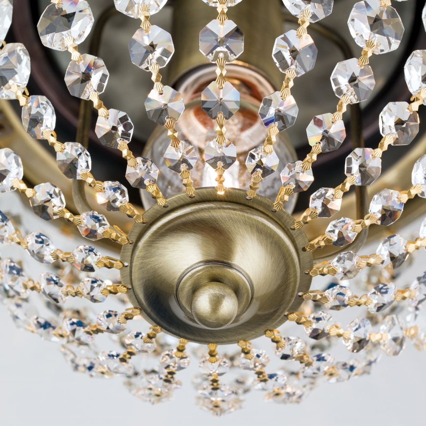 Křišťálové stropní svítidlo PLAFOND 1xE27/40W/230V pr. 26 cm bronz