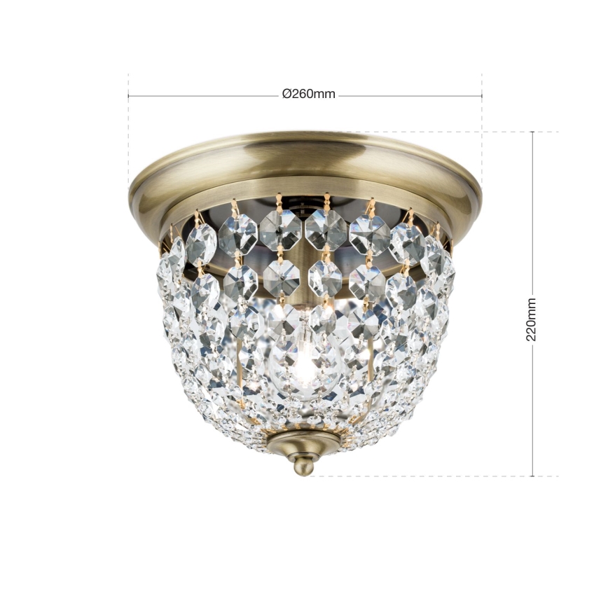 Křišťálové stropní svítidlo PLAFOND 1xE27/40W/230V pr. 26 cm bronz