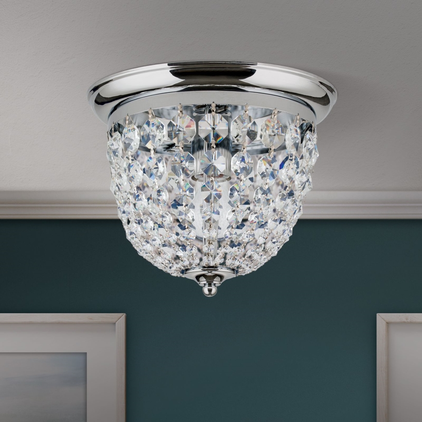 Křišťálové stropní svítidlo PLAFOND 1xE27/40W/230V pr. 26 cm lesklý chrom