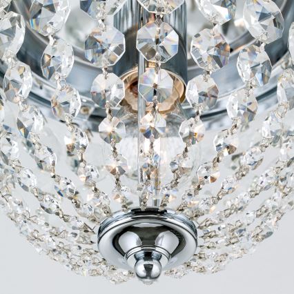 Křišťálové stropní svítidlo PLAFOND 1xE27/40W/230V pr. 26 cm lesklý chrom