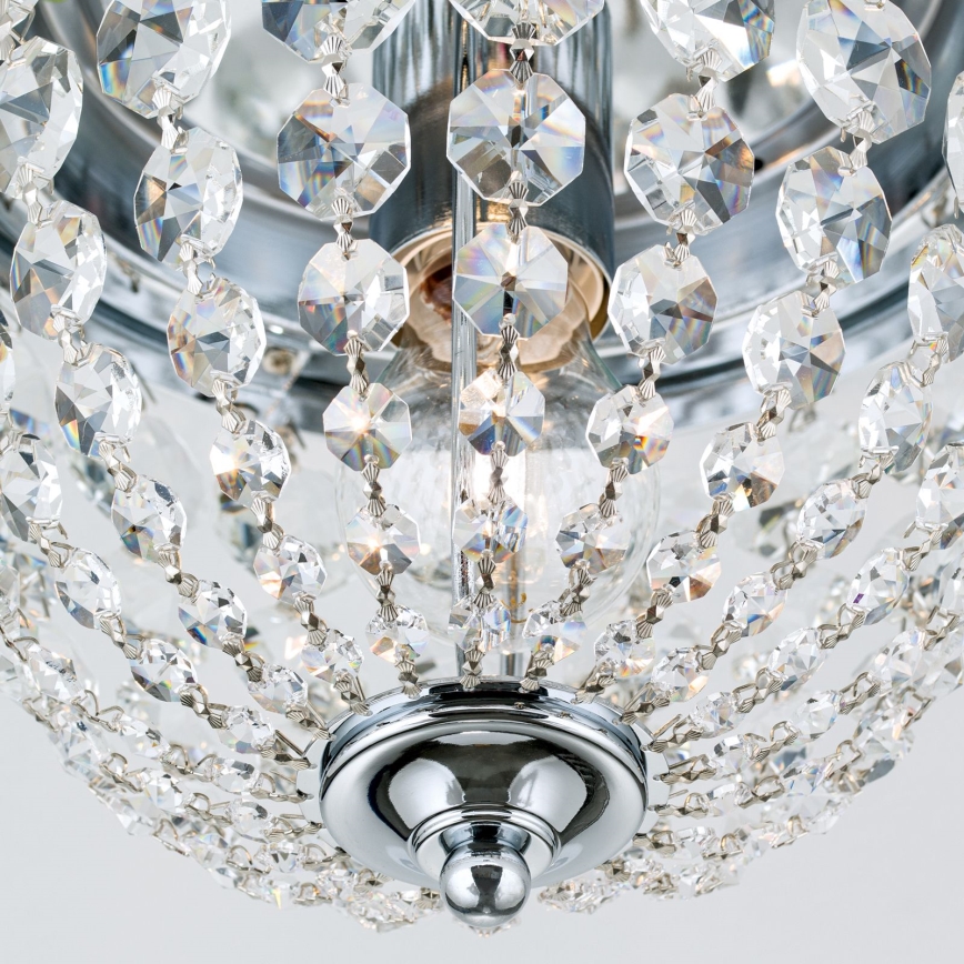 Křišťálové stropní svítidlo PLAFOND 1xE27/40W/230V pr. 26 cm lesklý chrom