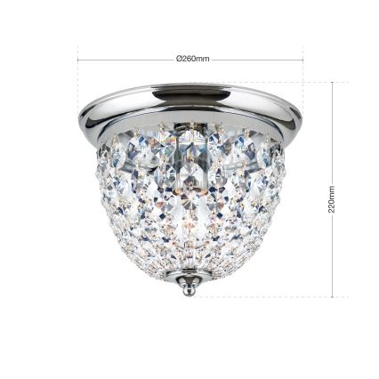 Křišťálové stropní svítidlo PLAFOND 1xE27/40W/230V pr. 26 cm lesklý chrom