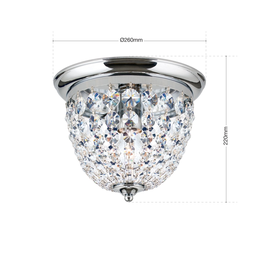 Křišťálové stropní svítidlo PLAFOND 1xE27/40W/230V pr. 26 cm lesklý chrom