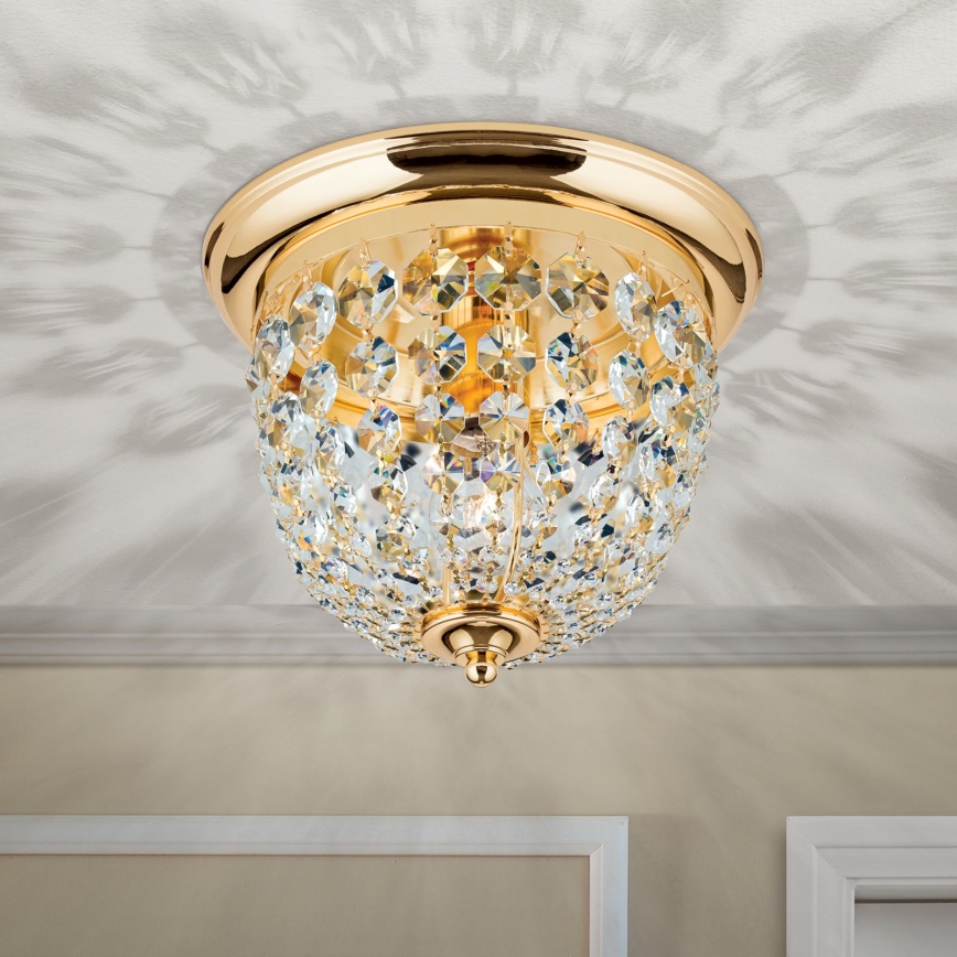Křišťálové stropní svítidlo PLAFOND 1xE27/40W/230V pr. 26 cm zlatá