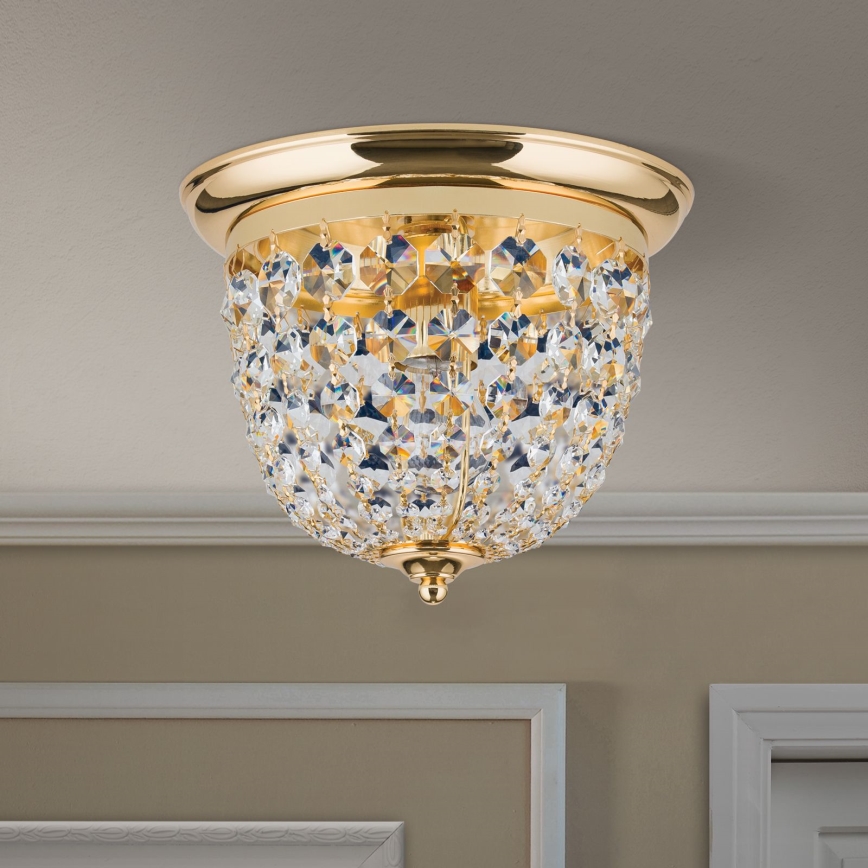 Křišťálové stropní svítidlo PLAFOND 1xE27/40W/230V pr. 26 cm zlatá