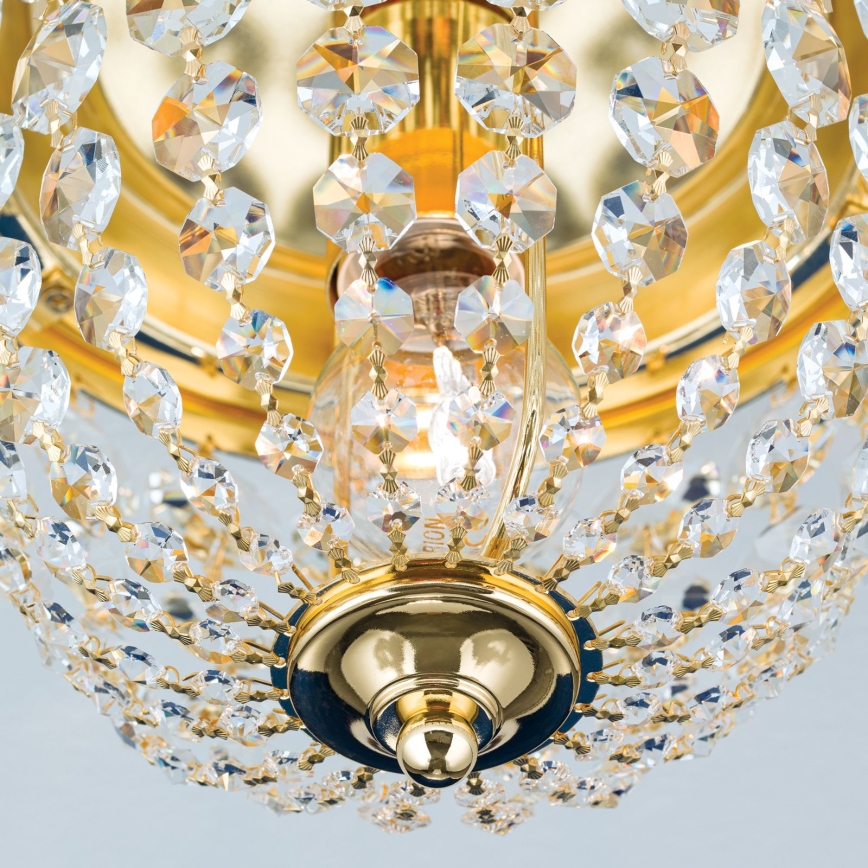 Křišťálové stropní svítidlo PLAFOND 1xE27/40W/230V pr. 26 cm zlatá
