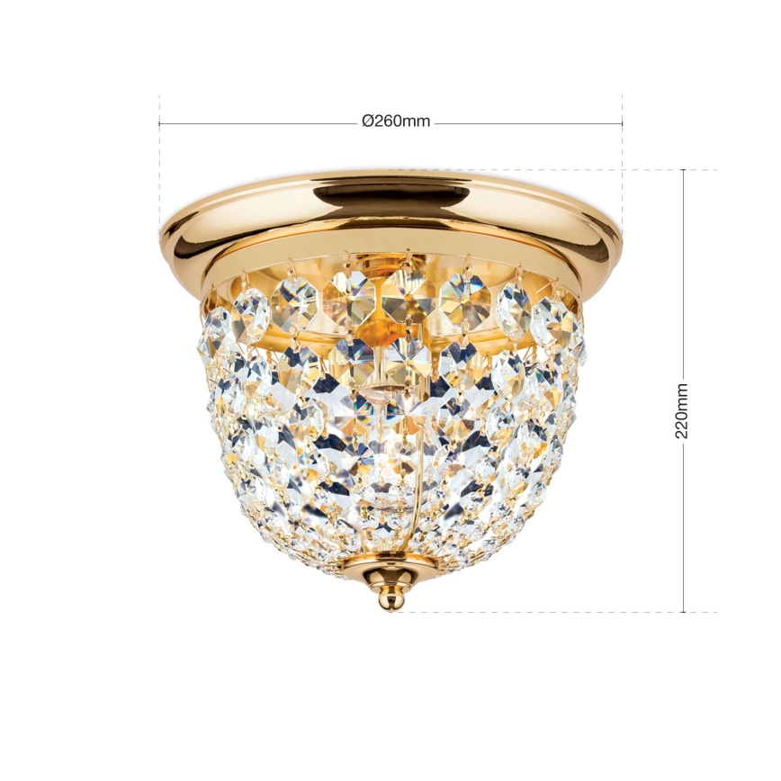 Křišťálové stropní svítidlo PLAFOND 1xE27/40W/230V pr. 26 cm zlatá