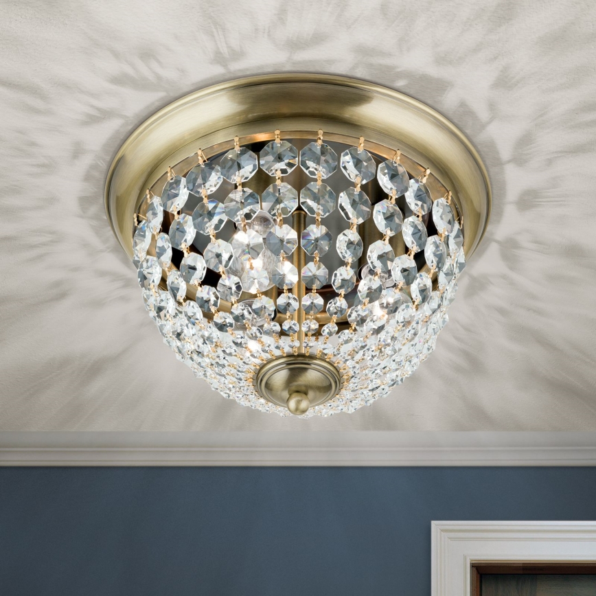 Křišťálové stropní svítidlo PLAFOND 3xE27/40W/230V pr. 35 cm bronz
