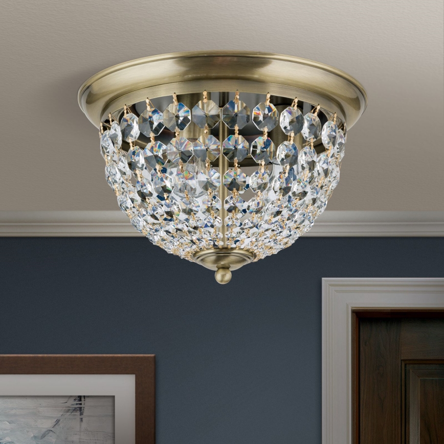 Křišťálové stropní svítidlo PLAFOND 3xE27/40W/230V pr. 35 cm bronz