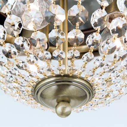 Křišťálové stropní svítidlo PLAFOND 3xE27/40W/230V pr. 35 cm bronz