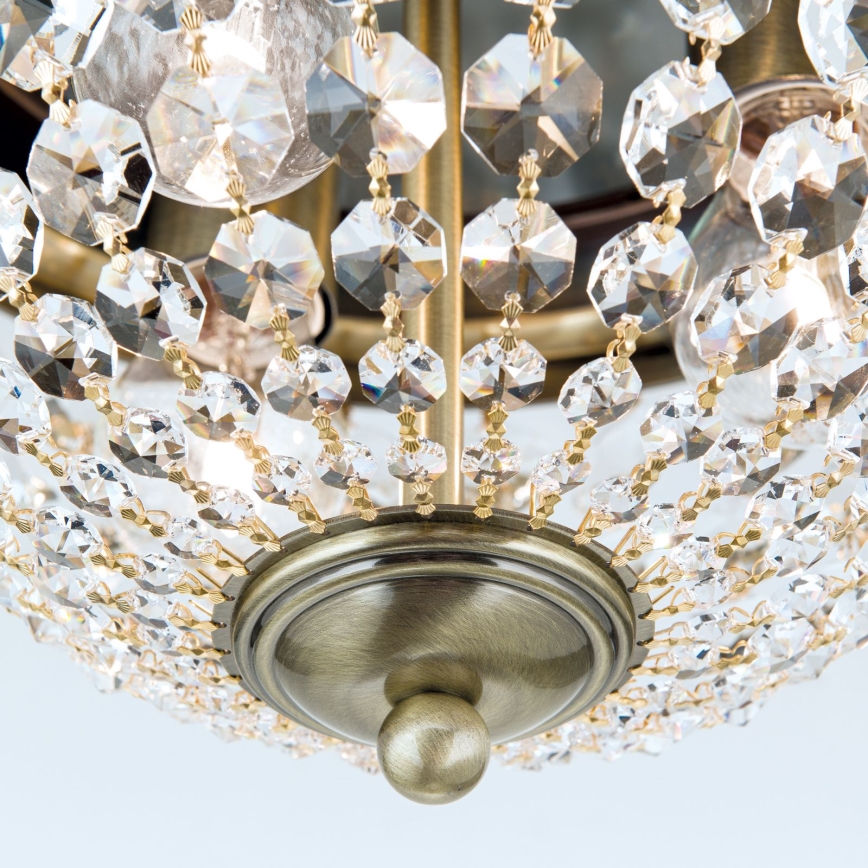 Křišťálové stropní svítidlo PLAFOND 3xE27/40W/230V pr. 35 cm bronz