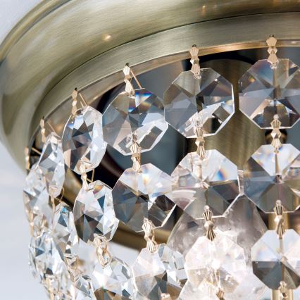 Křišťálové stropní svítidlo PLAFOND 3xE27/40W/230V pr. 35 cm bronz