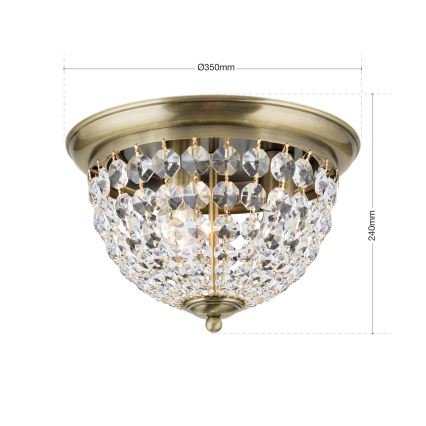 Křišťálové stropní svítidlo PLAFOND 3xE27/40W/230V pr. 35 cm bronz