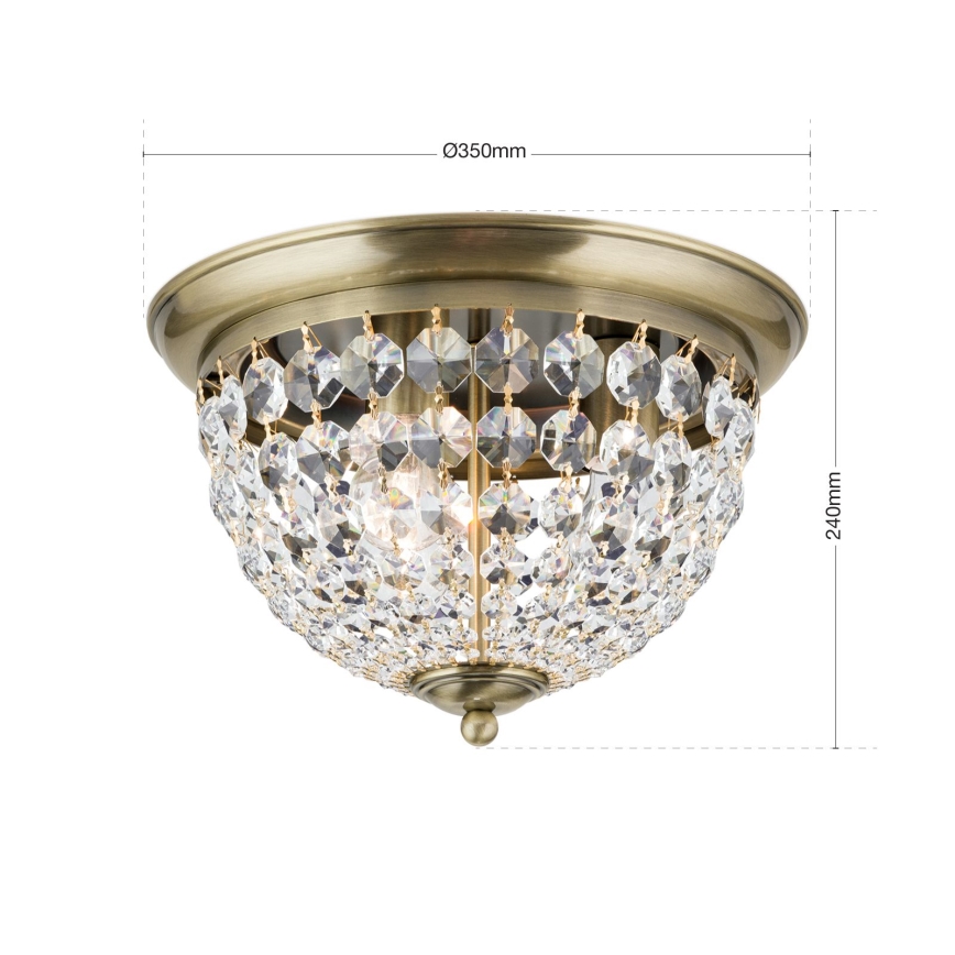 Křišťálové stropní svítidlo PLAFOND 3xE27/40W/230V pr. 35 cm bronz
