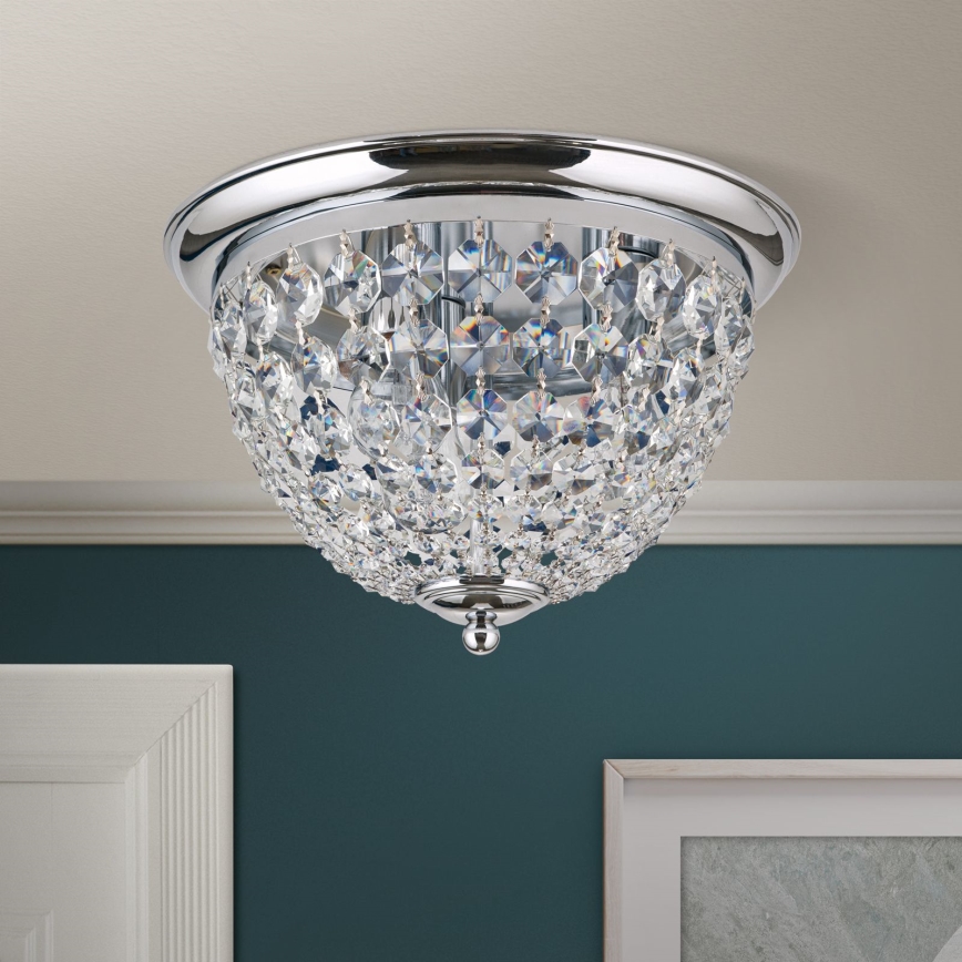 Křišťálové stropní svítidlo PLAFOND 3xE27/40W/230V pr. 35 cm lesklý chrom