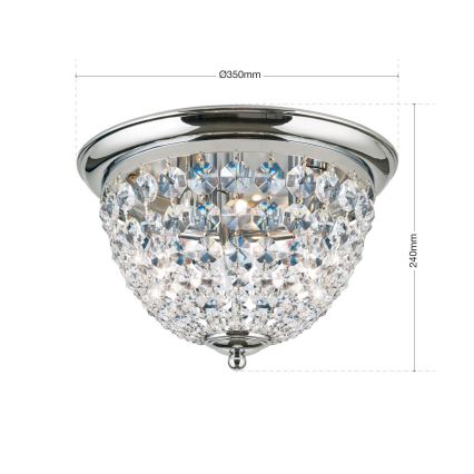 Křišťálové stropní svítidlo PLAFOND 3xE27/40W/230V pr. 35 cm lesklý chrom