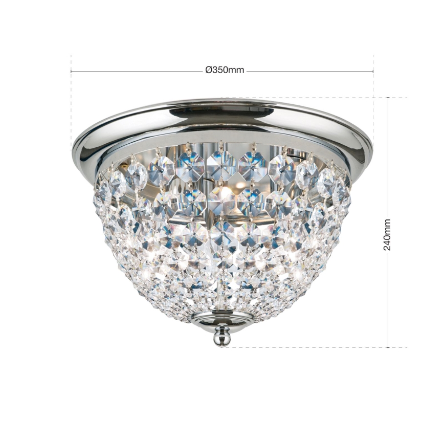 Křišťálové stropní svítidlo PLAFOND 3xE27/40W/230V pr. 35 cm lesklý chrom
