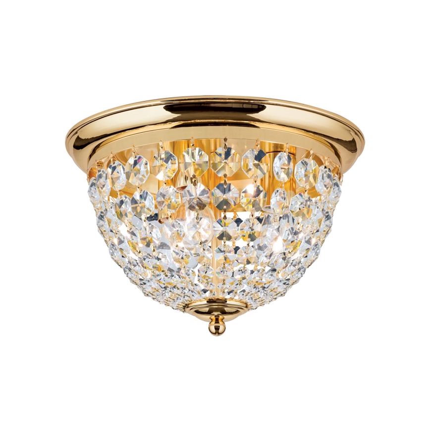 Křišťálové stropní svítidlo PLAFOND 3xE27/40W/230V pr. 35 cm zlatá