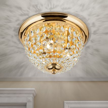 Křišťálové stropní svítidlo PLAFOND 3xE27/40W/230V pr. 35 cm zlatá