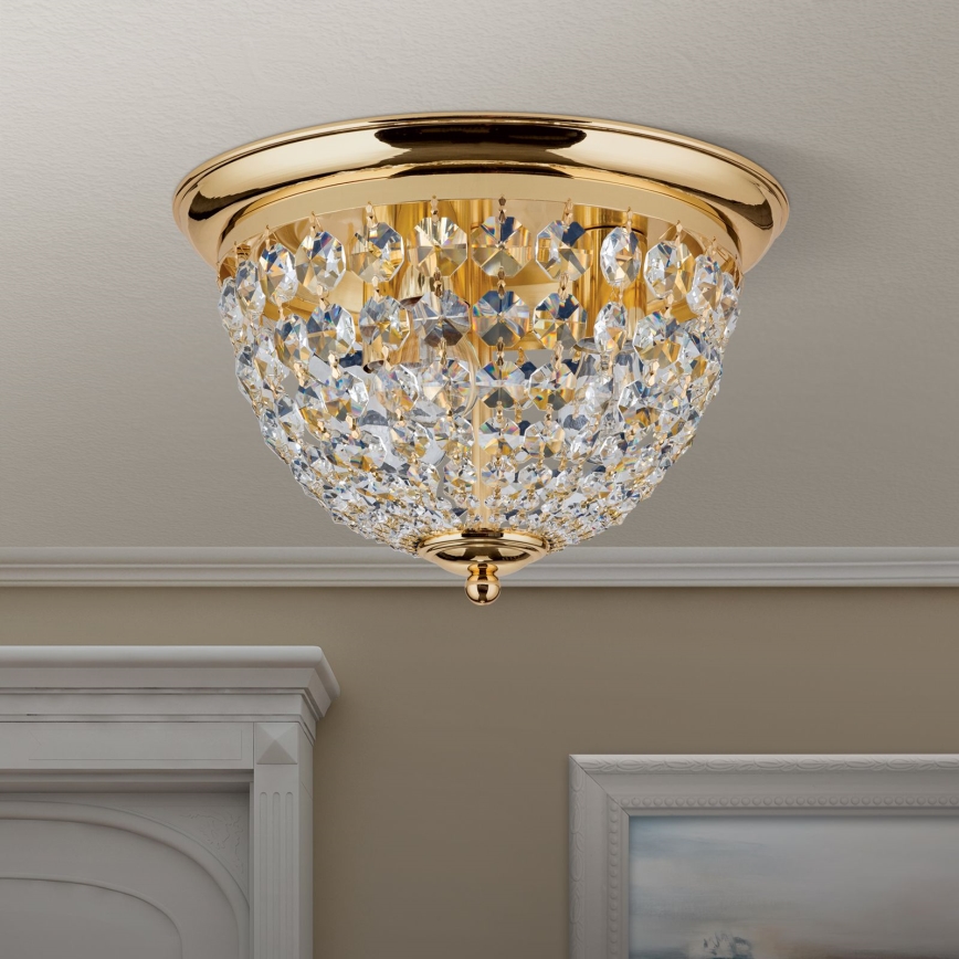 Křišťálové stropní svítidlo PLAFOND 3xE27/40W/230V pr. 35 cm zlatá