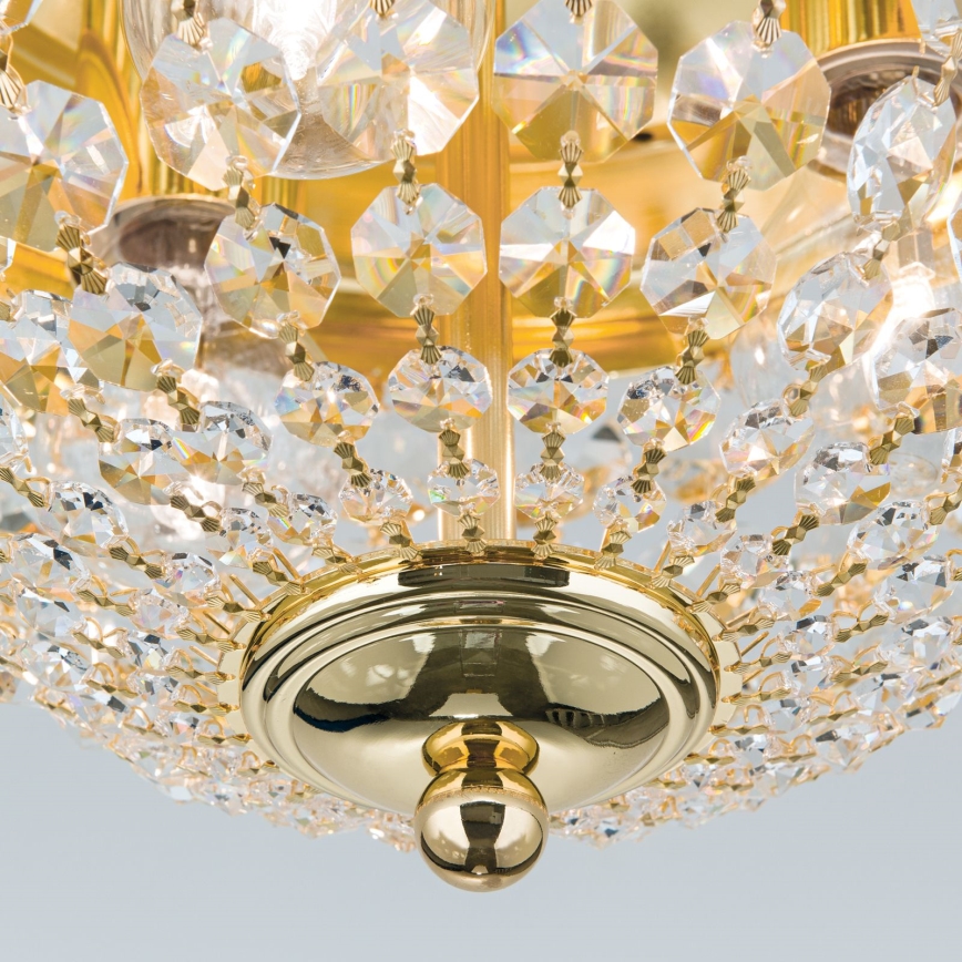 Křišťálové stropní svítidlo PLAFOND 3xE27/40W/230V pr. 35 cm zlatá