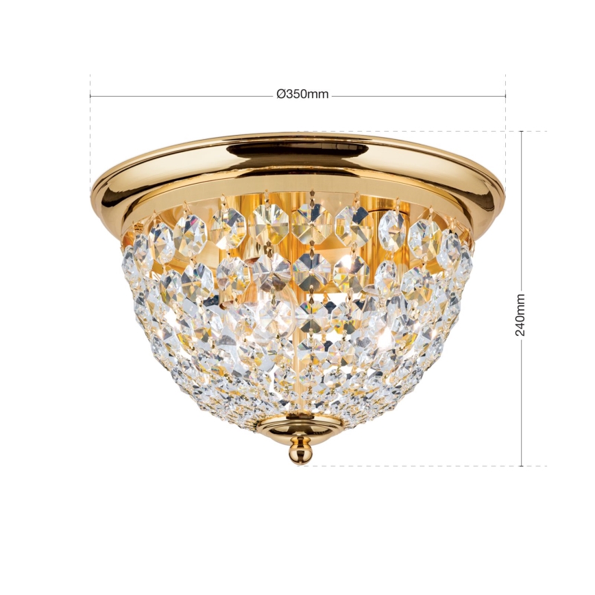 Křišťálové stropní svítidlo PLAFOND 3xE27/40W/230V pr. 35 cm zlatá