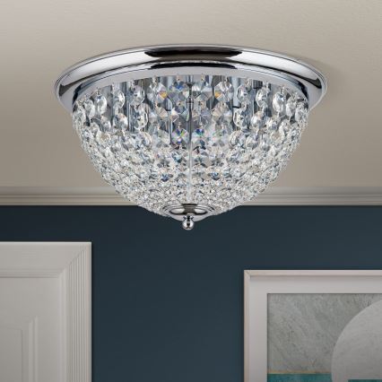 Křišťálové stropní svítidlo PLAFOND 6xE27/40W/230V pr. 47 cm lesklý chrom