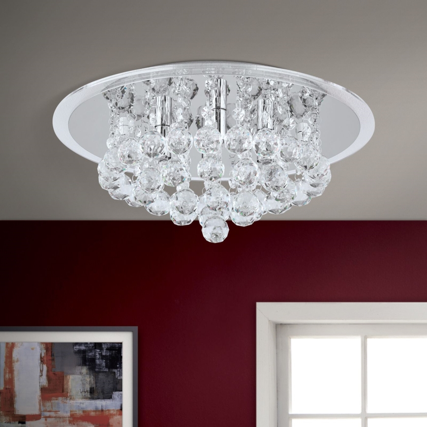 Křišťálové stropní svítidlo GLORIA 4xG9/40W/230V pr. 38 cm čirá/lesklý chrom