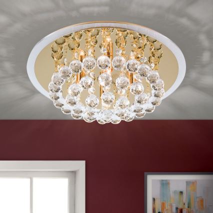 Křišťálové stropní svítidlo GLORIA 4xG9/40W/230V pr. 38 cm zlatá