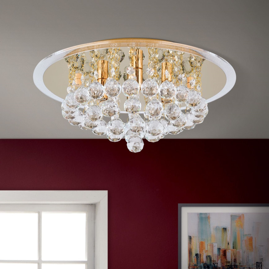 Křišťálové stropní svítidlo GLORIA 4xG9/40W/230V pr. 38 cm zlatá