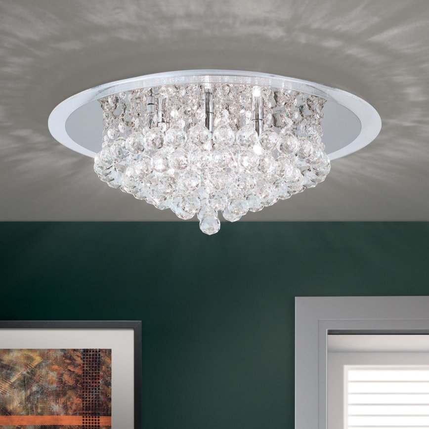 Křišťálové stropní svítidlo GLORIA 6xG9/40W/230V pr. 50 cm čirá/lesklý chrom