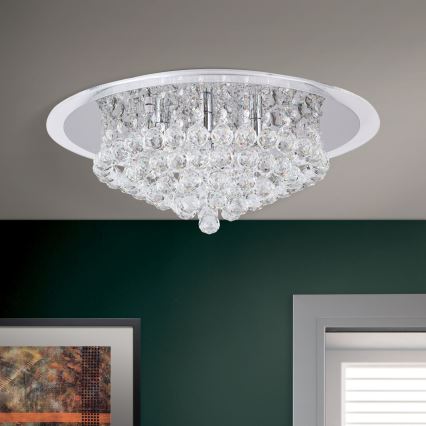 Křišťálové stropní svítidlo GLORIA 6xG9/40W/230V pr. 50 cm čirá/lesklý chrom