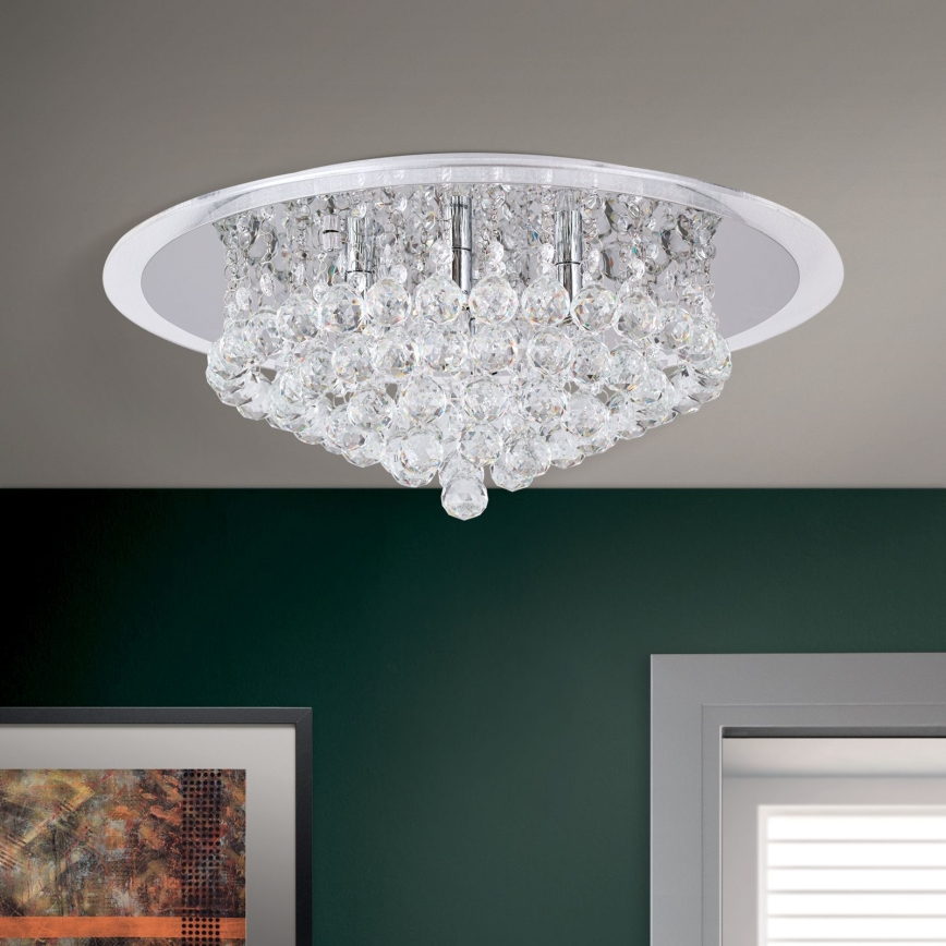 Křišťálové stropní svítidlo GLORIA 6xG9/40W/230V pr. 50 cm čirá/lesklý chrom