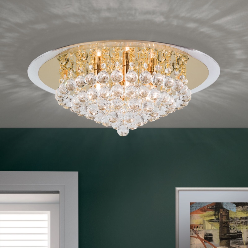 Křišťálové stropní svítidlo GLORIA 6xG9/40W/230V pr. 50 cm zlatá
