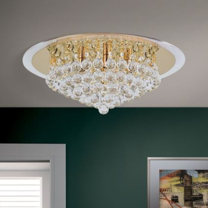 Křišťálové stropní svítidlo GLORIA 6xG9/40W/230V pr. 50 cm zlatá