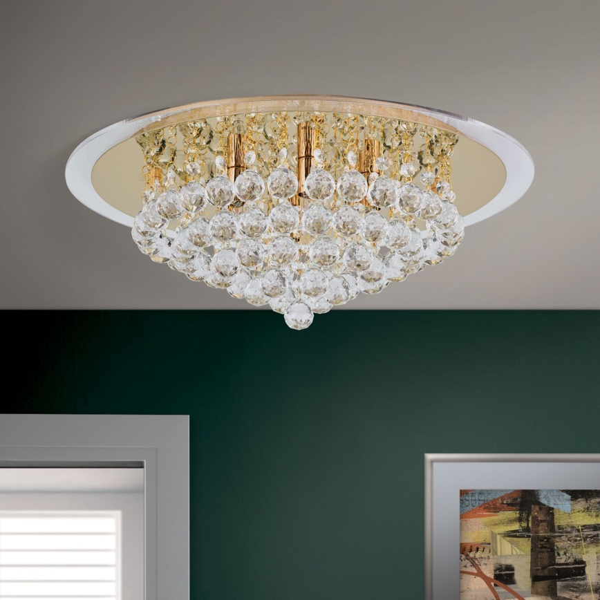 Křišťálové stropní svítidlo GLORIA 6xG9/40W/230V pr. 50 cm zlatá