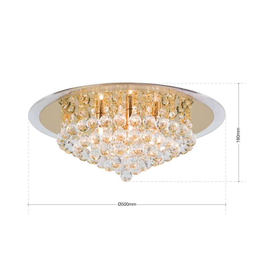 Křišťálové stropní svítidlo GLORIA 6xG9/40W/230V pr. 50 cm zlatá