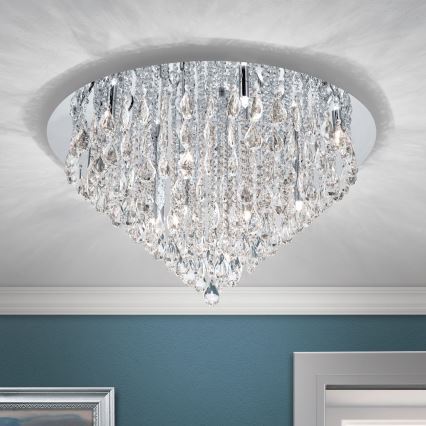 Křišťálové stropní svítidlo CELESTE 12xG9/40W/230V pr. 75 cm lesklý chrom