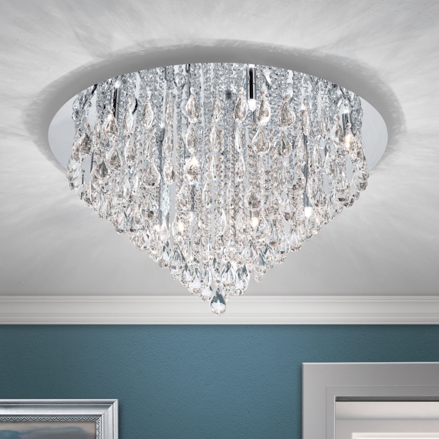 Křišťálové stropní svítidlo CELESTE 12xG9/40W/230V pr. 75 cm lesklý chrom