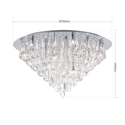 Křišťálové stropní svítidlo CELESTE 12xG9/40W/230V pr. 75 cm lesklý chrom