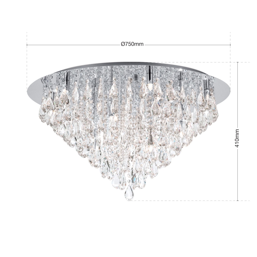 Křišťálové stropní svítidlo CELESTE 12xG9/40W/230V pr. 75 cm lesklý chrom