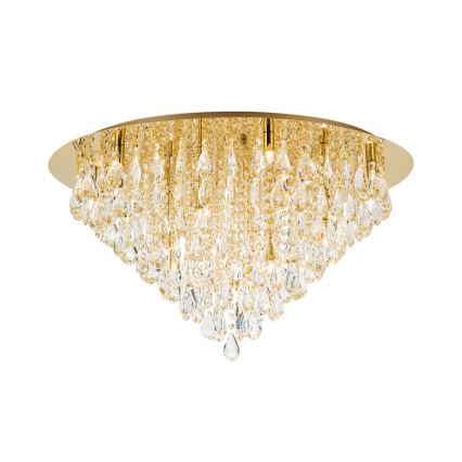 Křišťálové stropní svítidlo CELESTE 12xG9/40W/230V pr. 75 cm zlatá