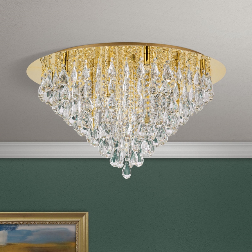 Křišťálové stropní svítidlo CELESTE 12xG9/40W/230V pr. 75 cm zlatá