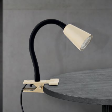 Flexibilní stolní lampa s klipem DOTTY 1xGU10/10W/230V béžová/černá