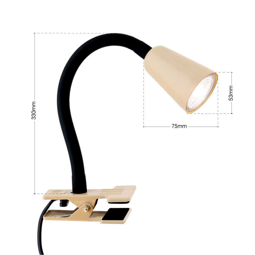 Flexibilní stolní lampa s klipem DOTTY 1xGU10/10W/230V béžová/černá